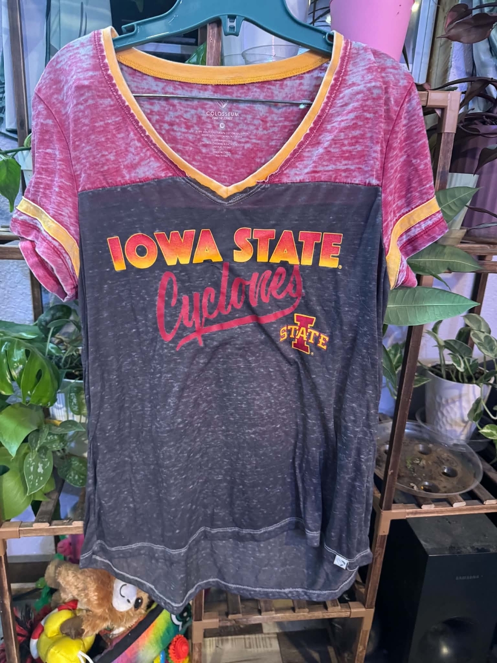 Colosseum Iowa State Cyclones Short Sleeve V-Neck Tee - Red, Yellow, Gray